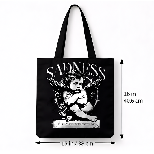 Tote bag noir SADNESS ange gothique
