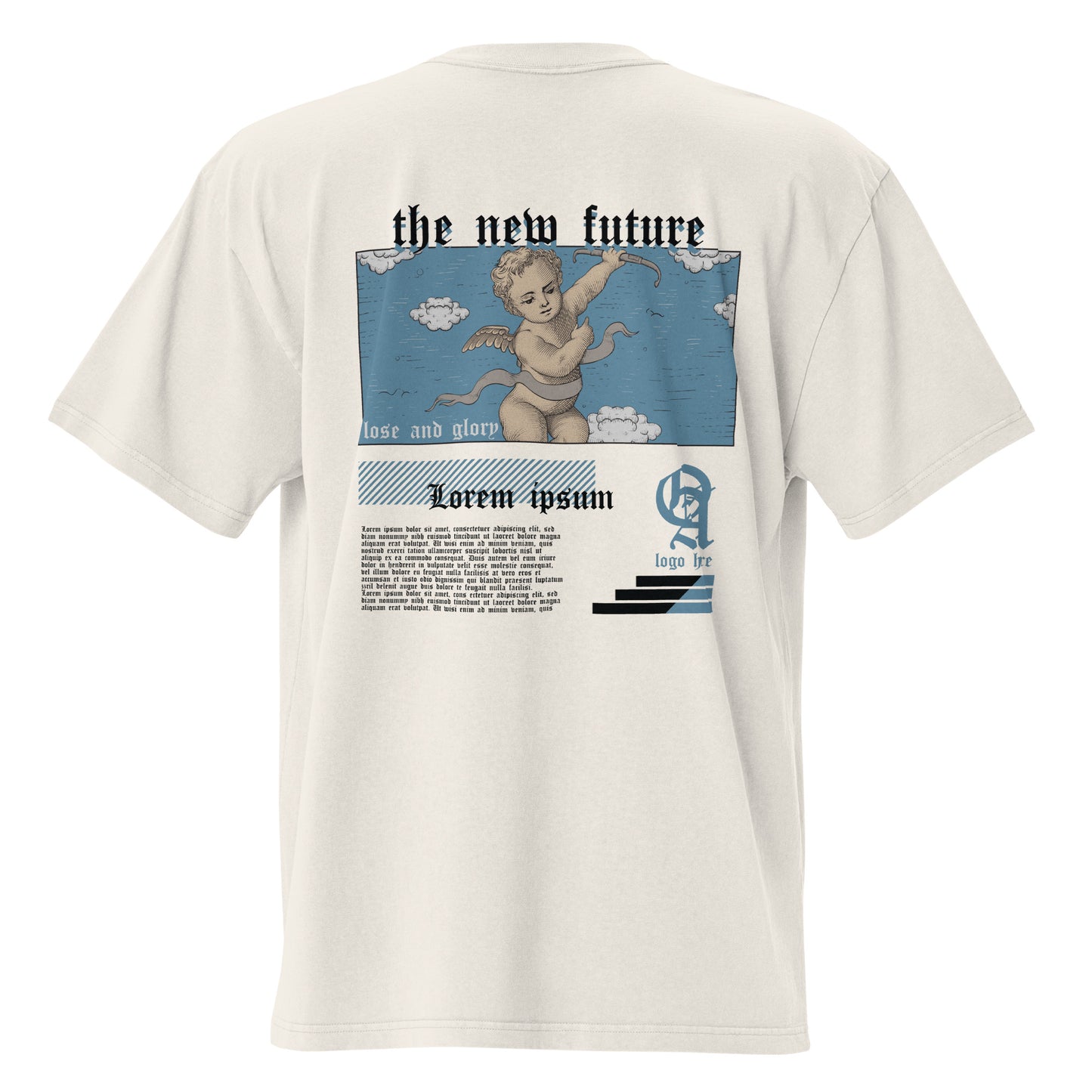 T-shirt oversize délavé The New Future Ivoire Délavé vue de dos - grand imprimé chérubin au dos