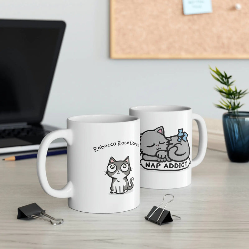 Mug chat kawaii « Nap Addict » – Tasse humour amoureux des chats