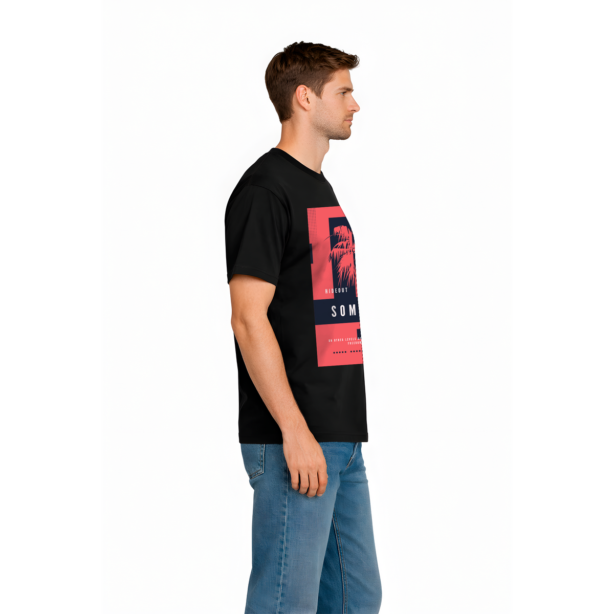 T-shirt noir homme « Somewhere » – Design urbain moderne & impression premium