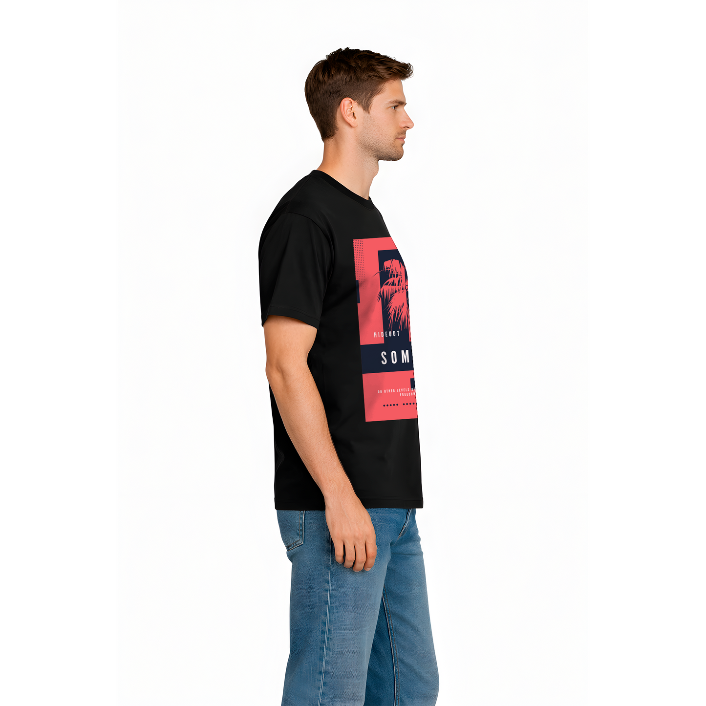 T-shirt noir homme « Somewhere » – Design urbain moderne & impression premium