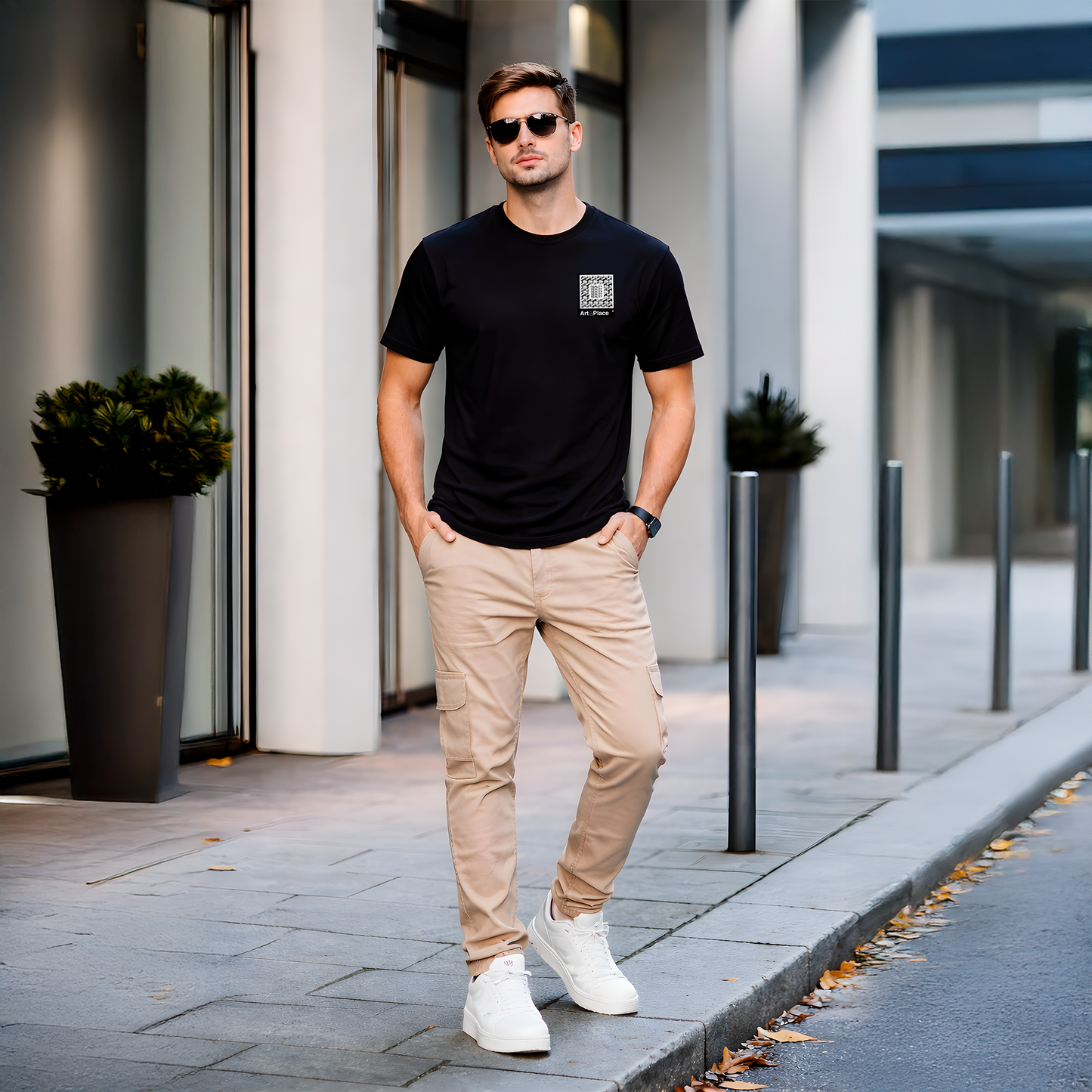 T-shirt noir homme minimaliste – Logo discret poitrine