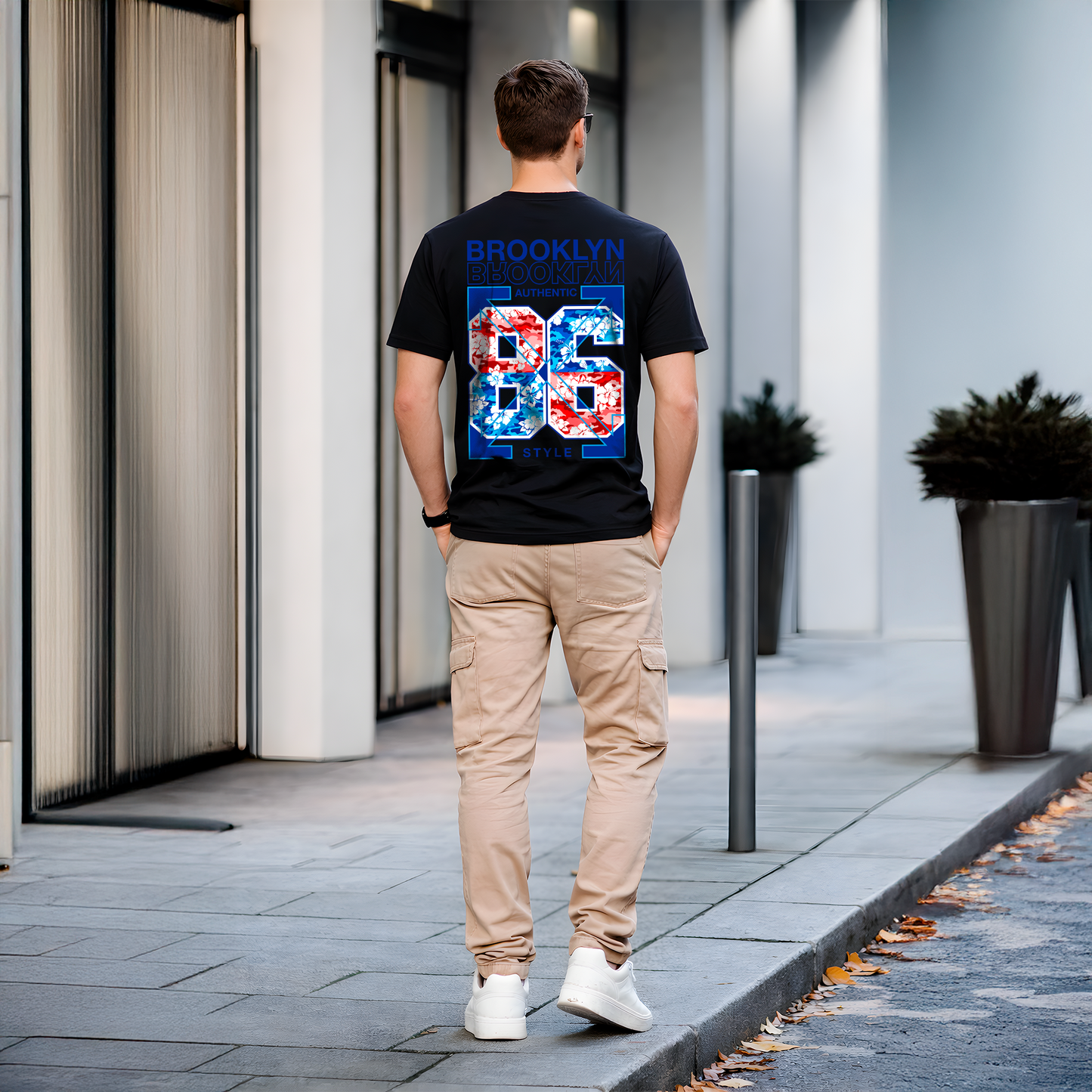 T-shirt noir homme streetwear Brooklyn 85 – Grand visuel graphique au dos