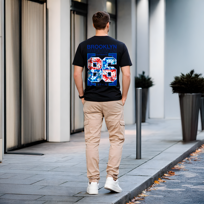 T-shirt noir homme streetwear Brooklyn 85 – Grand visuel graphique au dos