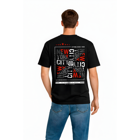 T-shirt Homme Noir “New York City Typography” – Streetwear Urbain