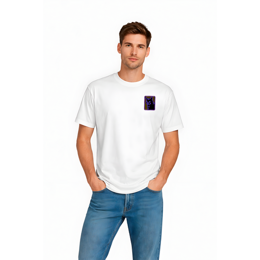 T-shirt blanc streetwear homme – Loup néon urbain