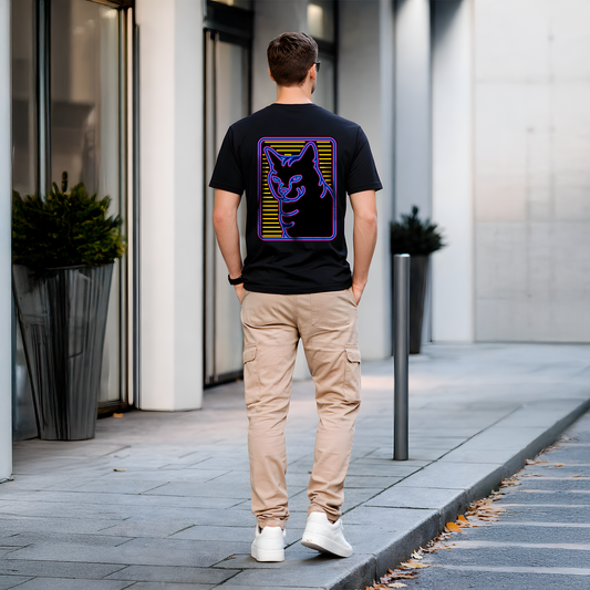 T-shirt Noir Homme « Neon Wolf »