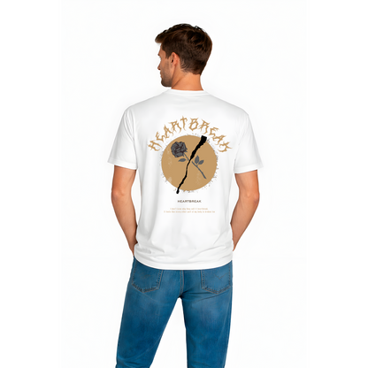 T-shirt Homme Blanc « Heartbreak XANTBARK » – Design Graphique Minimal