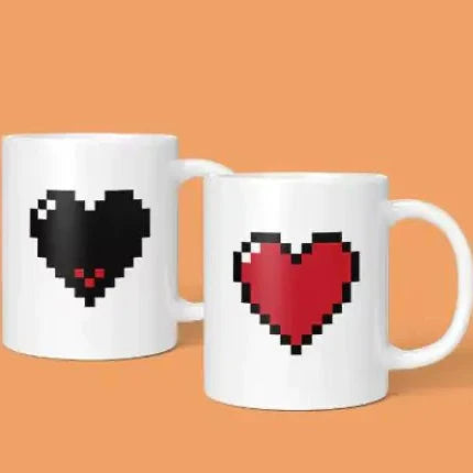 „Pixel Hearts“-Tassen – Retro-Liebe