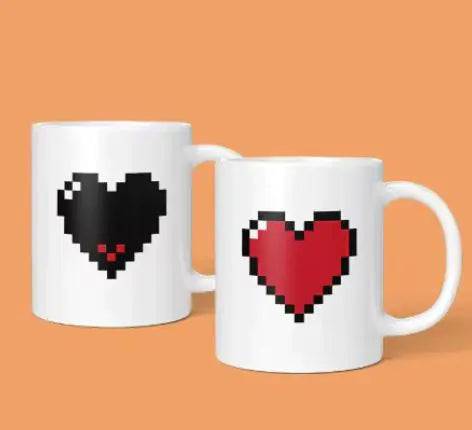 Tasses “Cœurs Pixel” – L’amour version rétro