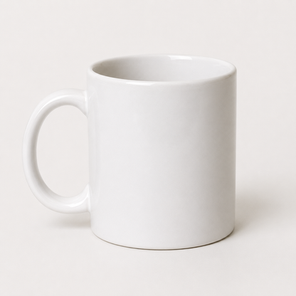 Tasse blanche vierge en céramique vue de côté, base d'impression par sublimation — EDISAMP