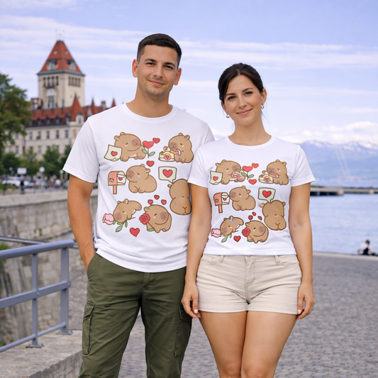 T-shirts Couple Capybara “I Love You”