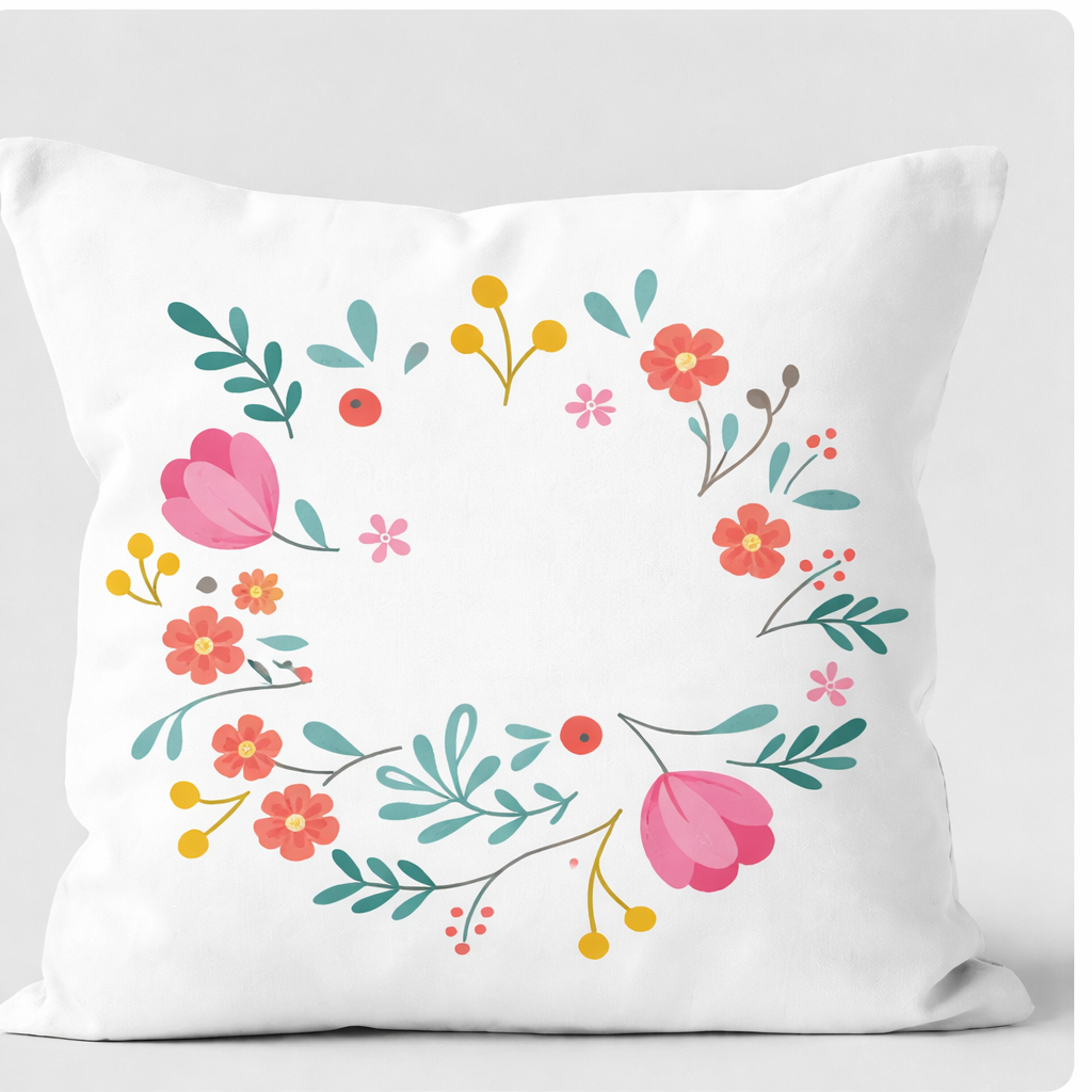 Coussin personnalisé – Design floral élégant ou message sur mesure