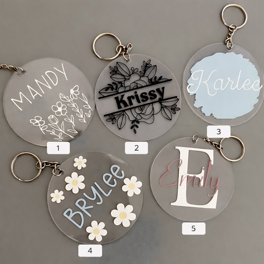Porte-clés personnalisé rond en acrylique