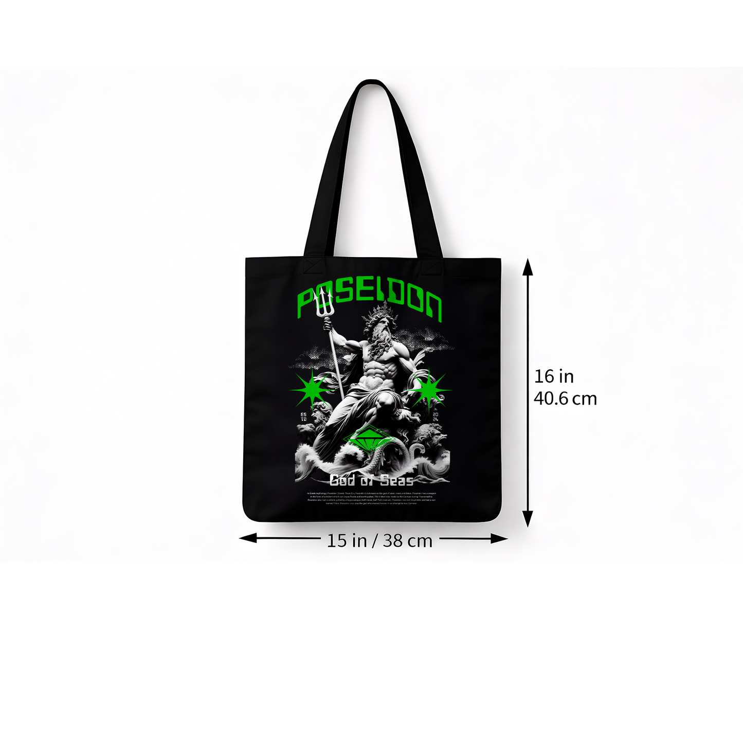 Sac tote noir Poseidon “God of Seas”