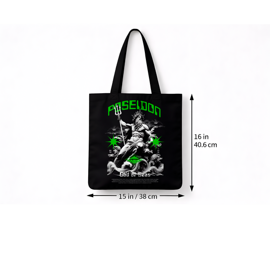Sac tote noir Poseidon “God of Seas”