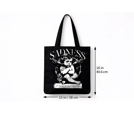Tote bag noir SADNESS ange gothique