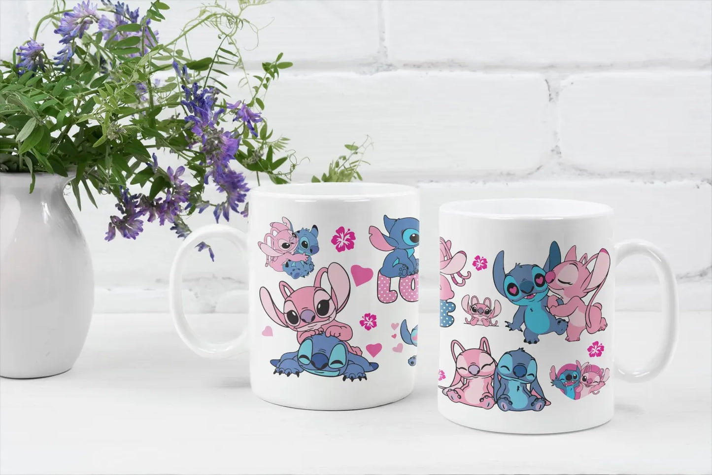 Mug style Stitch couple kawaii – Tasse adorable personnages amoureux