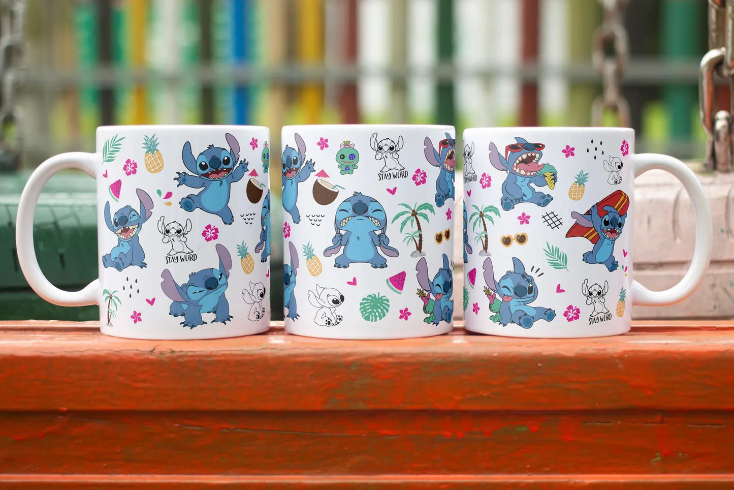 Mug style Stitch tropical kawaii – Tasse colorée design été