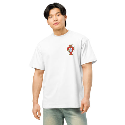 T-shirt oversize Cristiano Ronaldo Portugal blanc face - écusson football