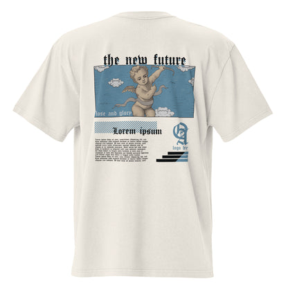 T-shirt oversize délavé The New Future Ivoire Délavé vue de dos - grand imprimé chérubin au dos