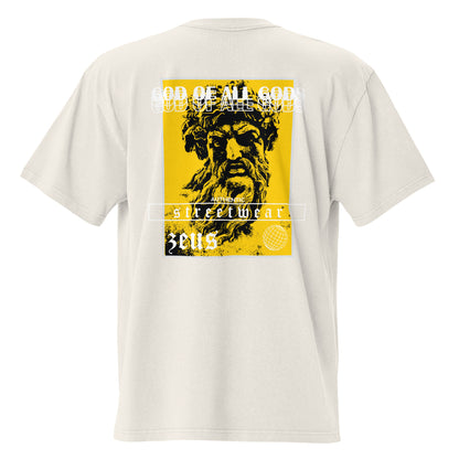 T-shirt oversize délavé Zeus God of All Gods Ivoire Délavé vue de dos - grand imprimé dieu grec au dos
