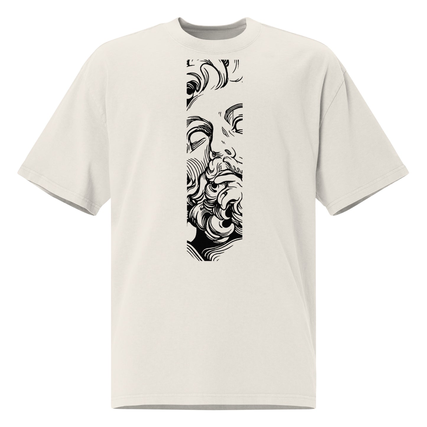 T-shirt oversize délavé Zeus God of All Gods Ivoire Délavé vue de face - imprimé à la poitrine