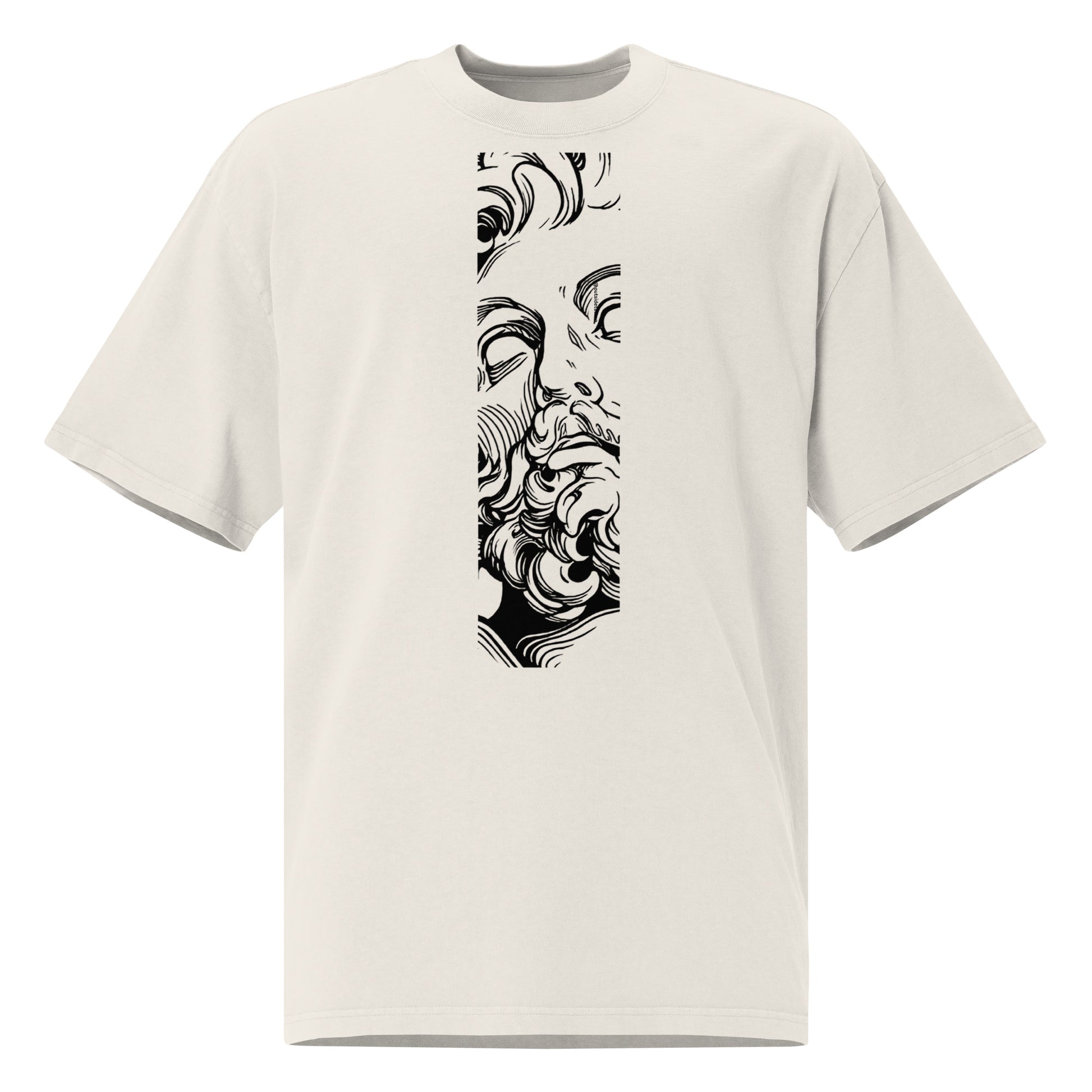 T-shirt oversize délavé Zeus God of All Gods Ivoire Délavé vue de face - imprimé à la poitrine