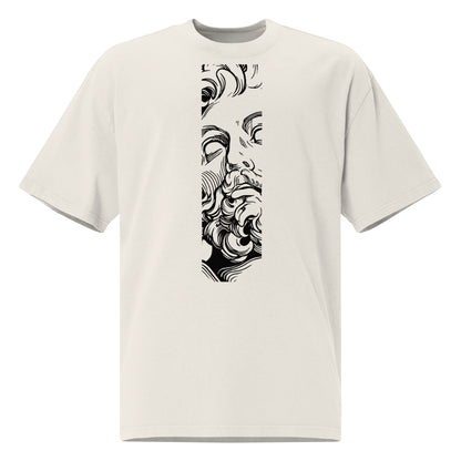 T-shirt oversize délavé Zeus God of All Gods Ivoire Délavé vue de face - imprimé à la poitrine