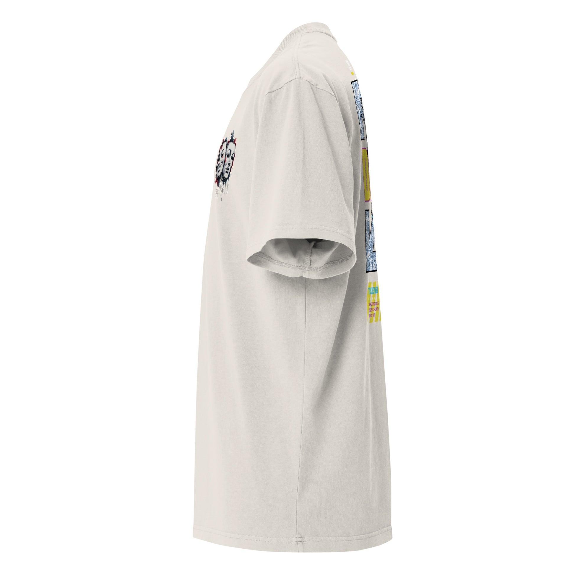 T-shirt oversize délavé Drama Regime Ivoire Délavé profil gauche - coupe oversize streetwear