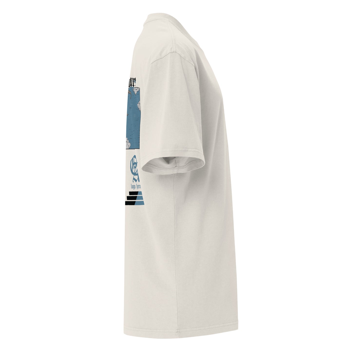T-shirt oversize délavé The New Future Ivoire Délavé profil droit - coupe oversize streetwear