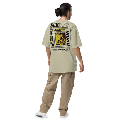 T-shirt oversize Sunday Morning Eucalyptus Délavé dos - grand imprimé Sunday Morning Positive Vibes