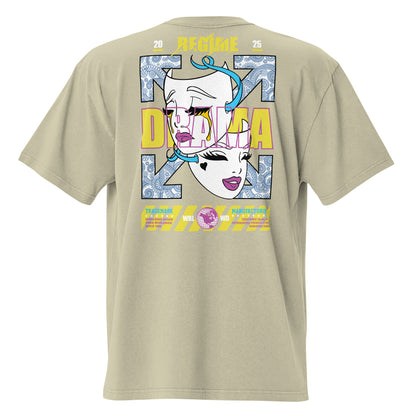T-shirt oversize délavé Drama Regime Eucalyptus Délavé vue de dos - grand imprimé pop art au dos