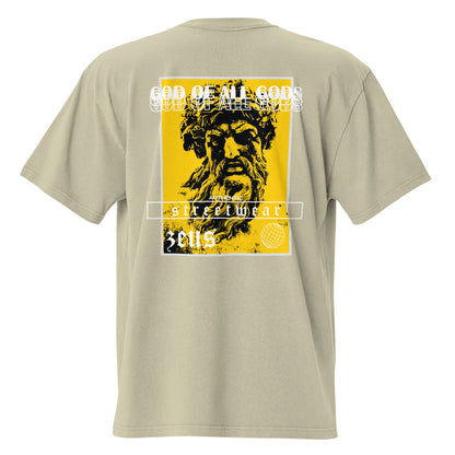 T-shirt oversize délavé Zeus God of All Gods Eucalyptus Délavé vue de dos - grand imprimé dieu grec au dos