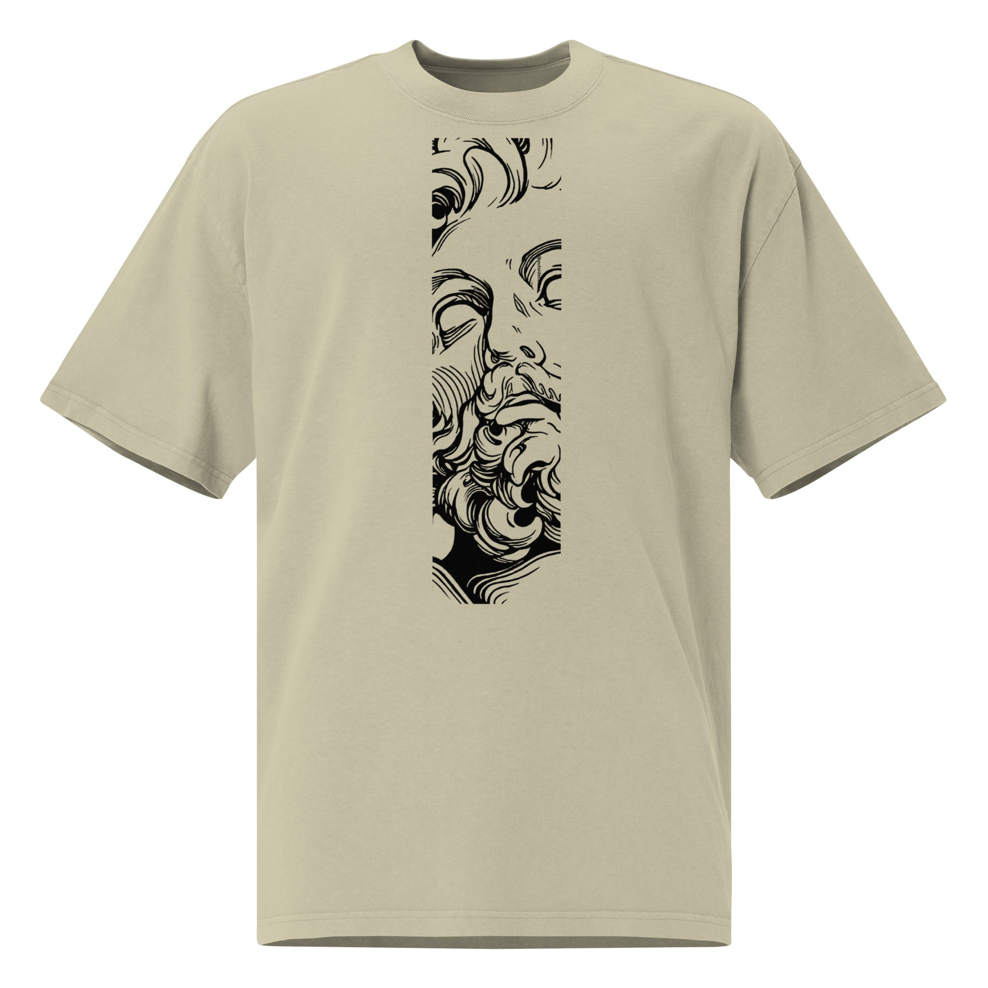 T-shirt oversize délavé Zeus God of All Gods Eucalyptus Délavé vue de face - imprimé à la poitrine