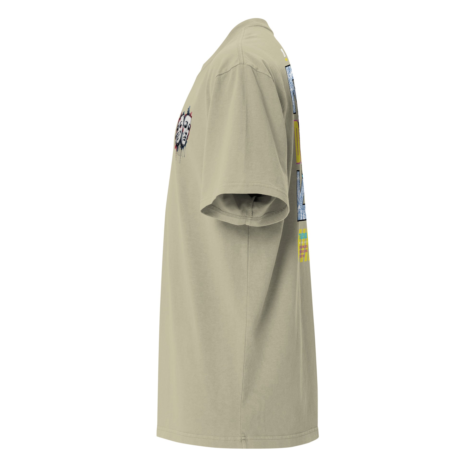 T-shirt oversize délavé Drama Regime Eucalyptus Délavé profil gauche - coupe oversize streetwear
