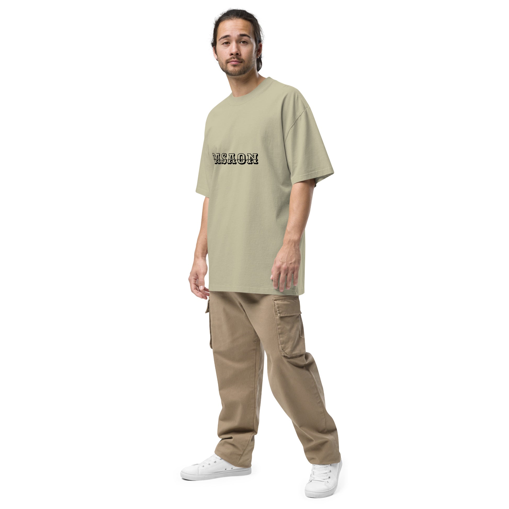 T-shirt oversize délavé Vision Catastrophic eucalyptus délavé profil - broderie DASAON