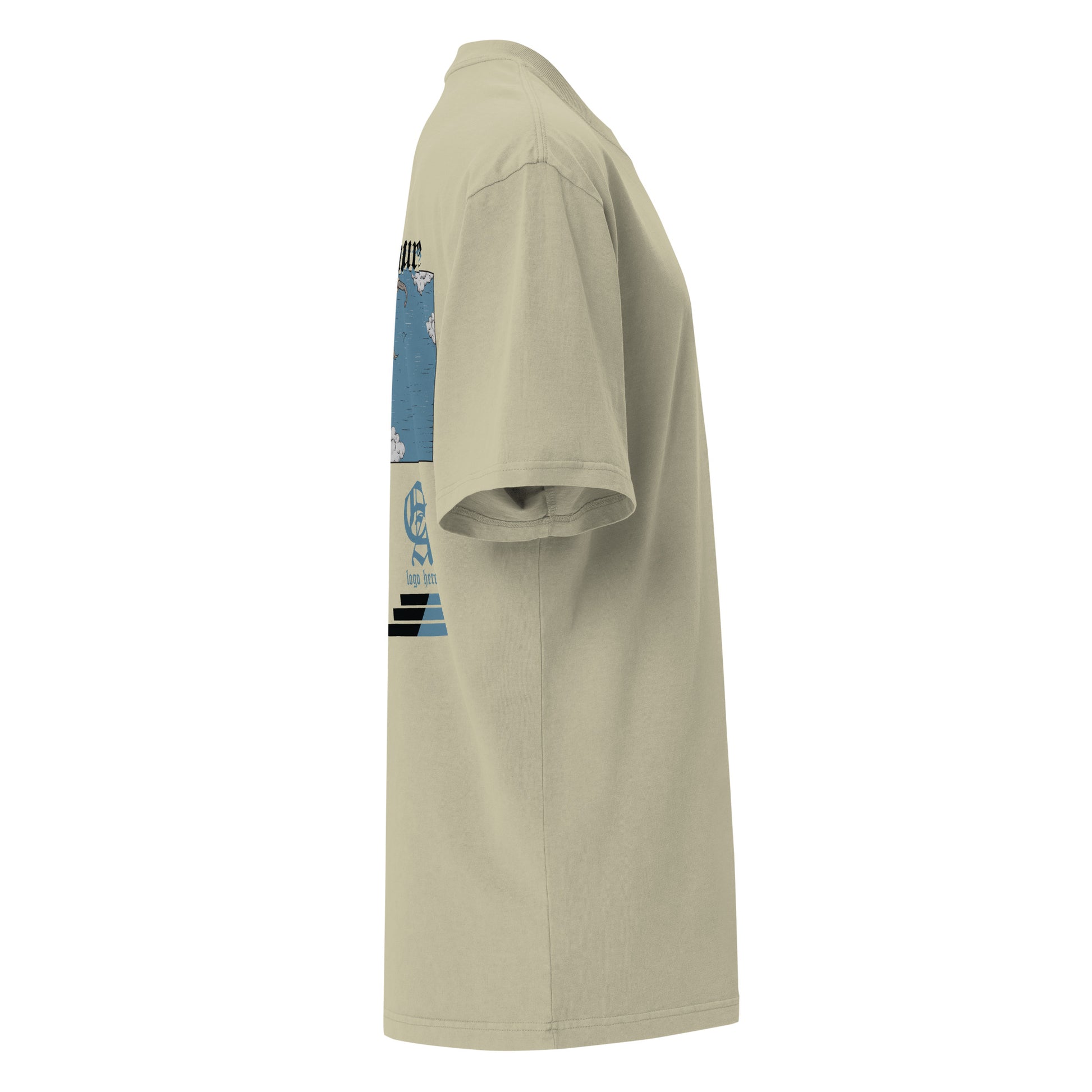 T-shirt oversize délavé The New Future Eucalyptus Délavé profil droit - coupe oversize streetwear