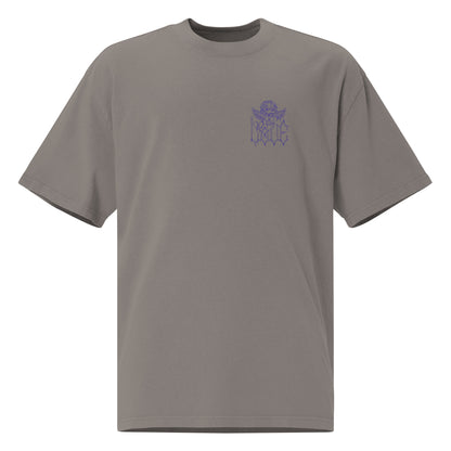 T-shirt oversize délavé The New Future Gris Délavé vue de face - imprimé chérubin à la poitrine