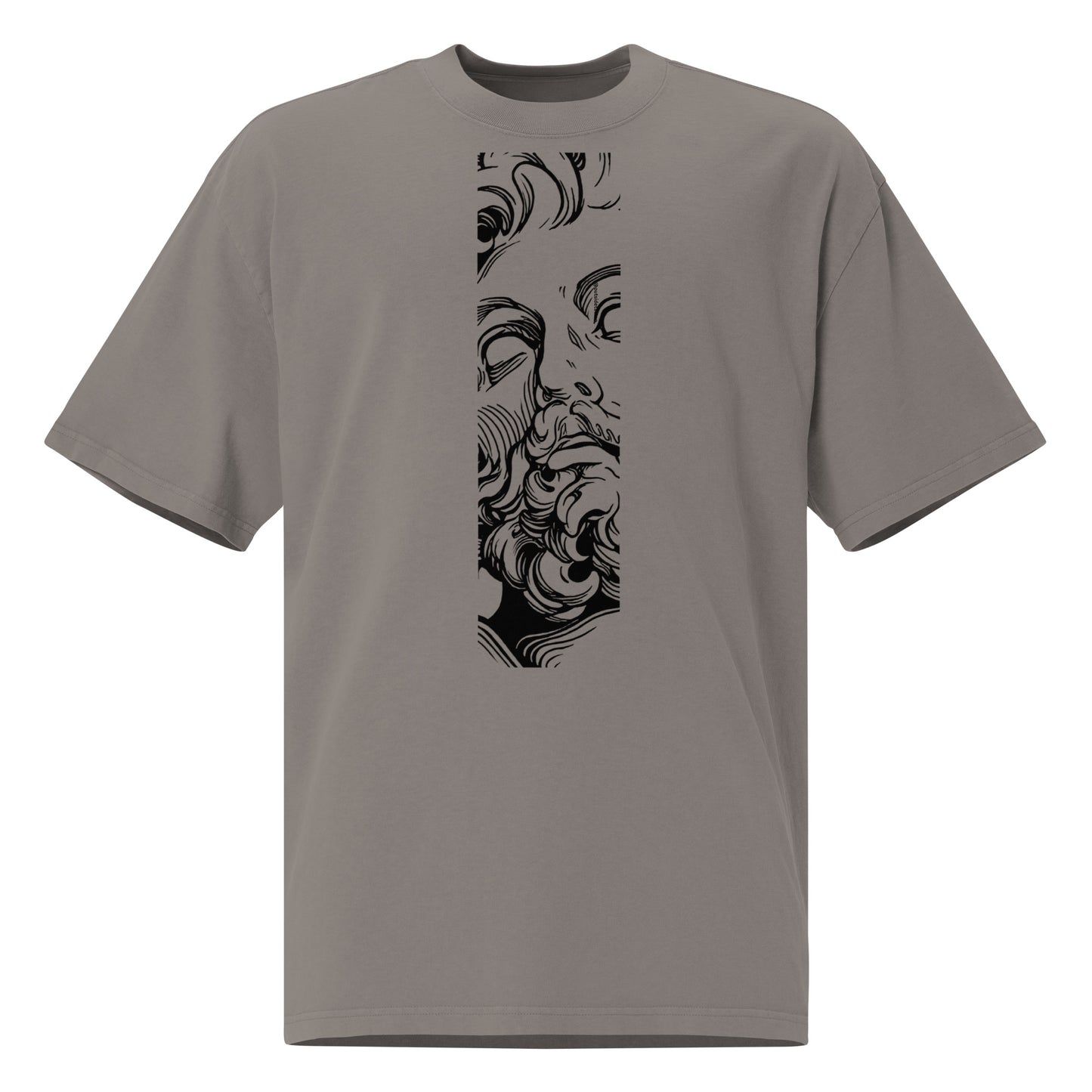 T-shirt oversize délavé Zeus God of All Gods Gris Délavé vue de face - imprimé à la poitrine
