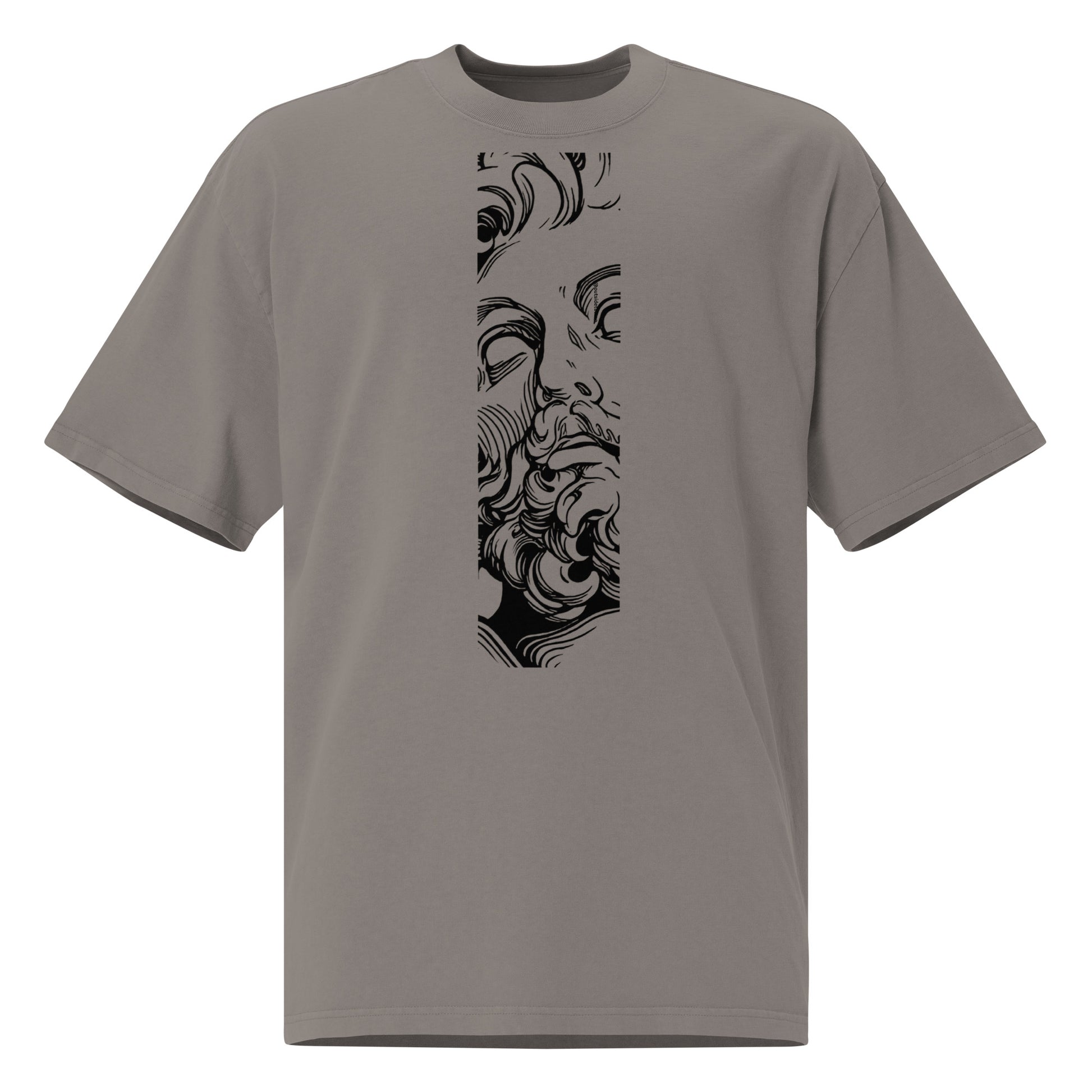 T-shirt oversize délavé Zeus God of All Gods Gris Délavé vue de face - imprimé à la poitrine