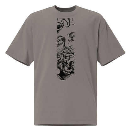 T-shirt oversize délavé Zeus God of All Gods Gris Délavé vue de face - imprimé à la poitrine