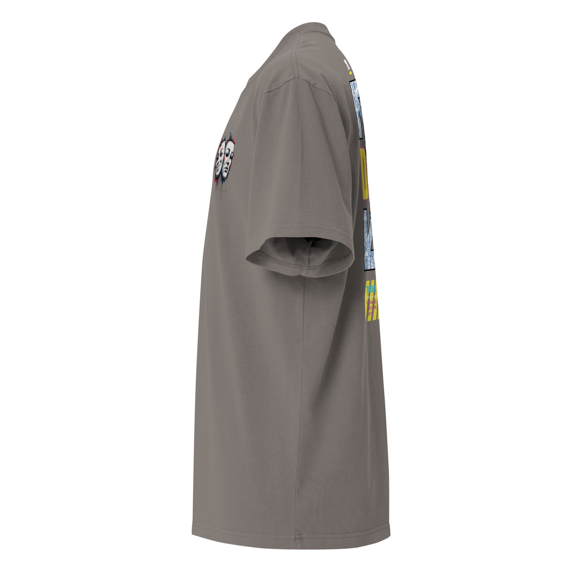 T-shirt oversize délavé Drama Regime Gris Délavé profil gauche - coupe oversize streetwear