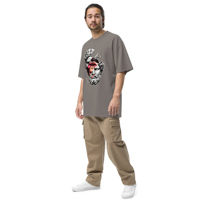 T-shirt oversize délavé Hustle Vibes Gris Délavé profil gauche - coupe oversize streetwear