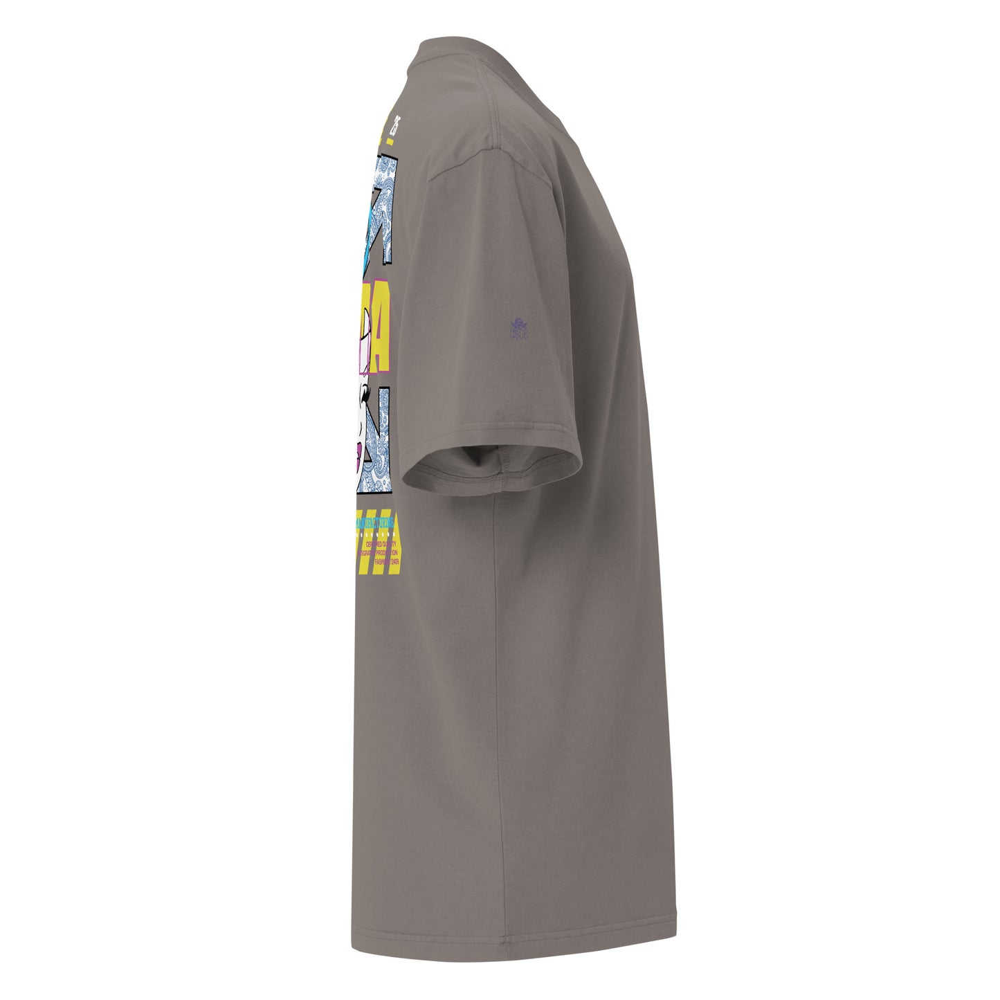 T-shirt oversize délavé Drama Regime Gris Délavé profil droit - coupe oversize streetwear