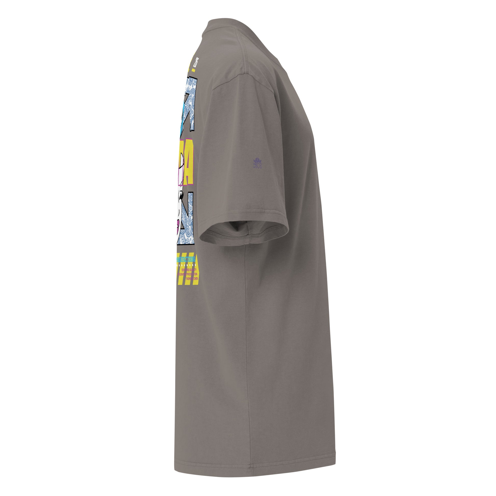 T-shirt oversize délavé Drama Regime Gris Délavé profil droit - coupe oversize streetwear