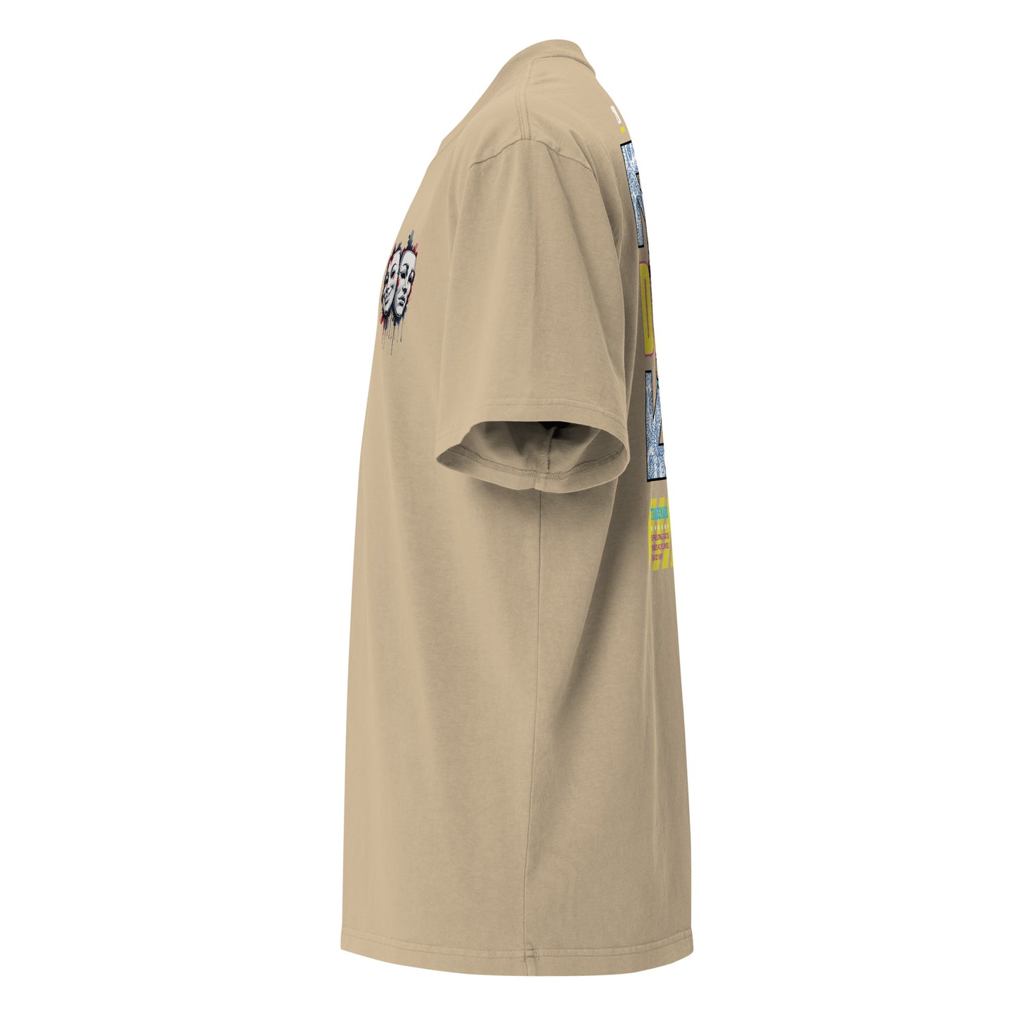 T-shirt oversize délavé Drama Regime Kaki Délavé profil gauche - coupe oversize streetwear
