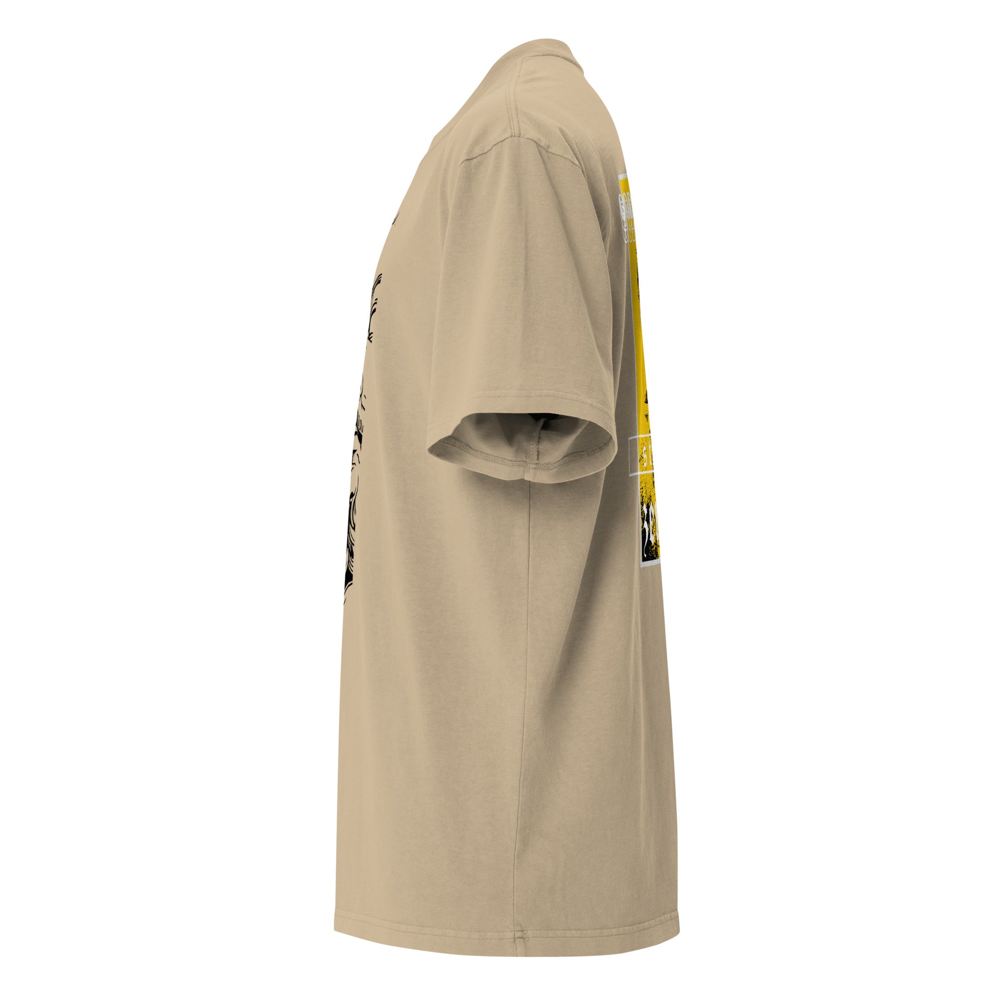 T-shirt oversize délavé Zeus God of All Gods Kaki Délavé profil gauche - coupe oversize streetwear