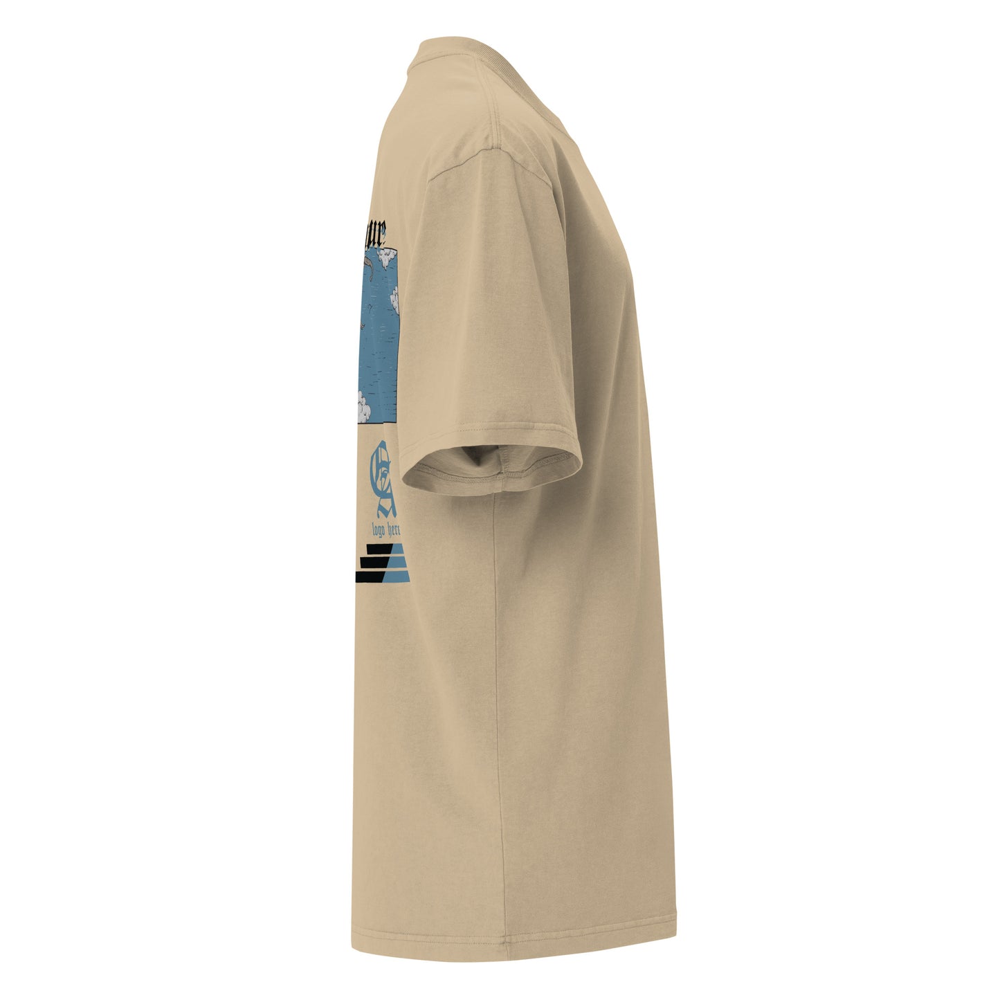 T-shirt oversize délavé The New Future Kaki Délavé profil droit - coupe oversize streetwear