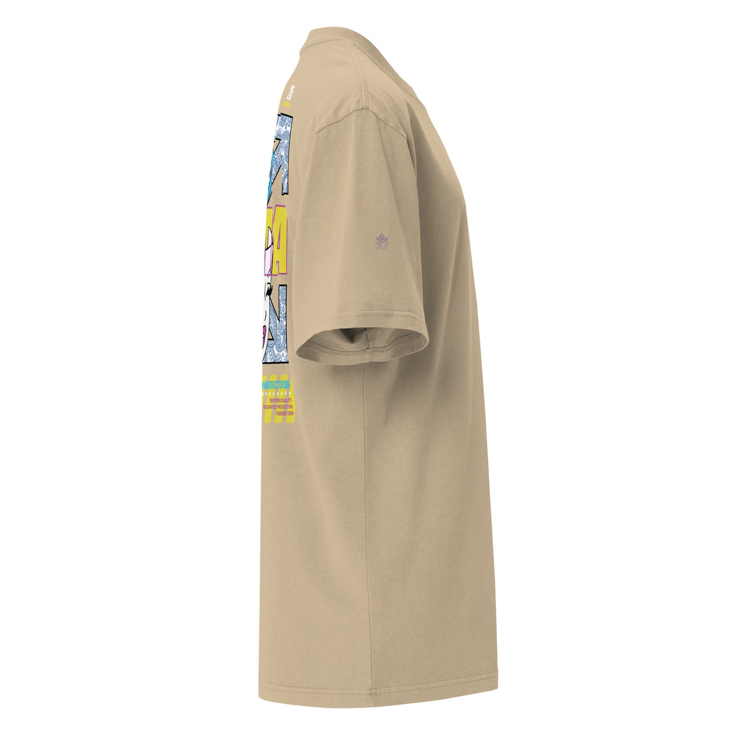 T-shirt oversize délavé Drama Regime Kaki Délavé profil droit - coupe oversize streetwear